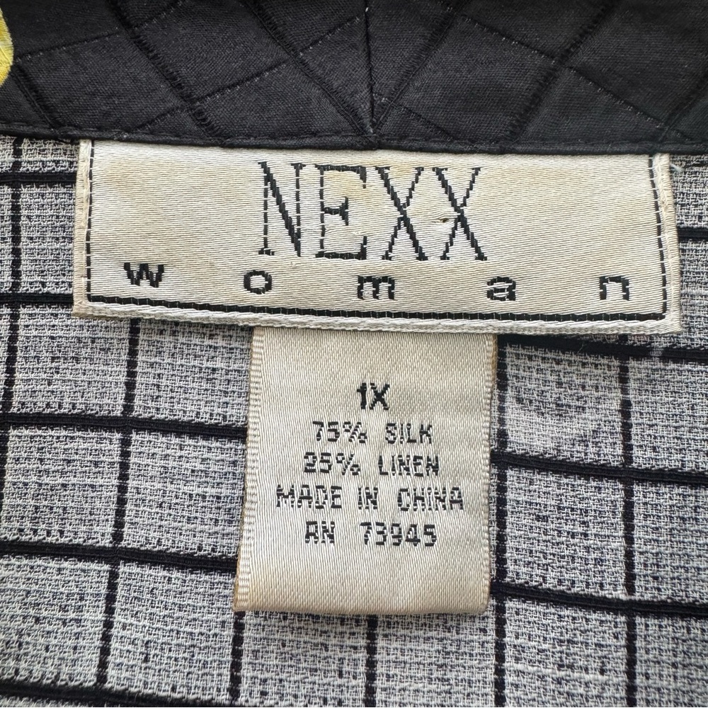 Nexx Silk Linen Black Artsy Whimsical Butterfly Kimono Button Down Jacket Sz 1X - Picture 7 of 12